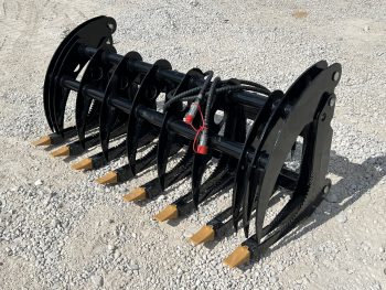 72" Root Rake Clam Grapple With Teeth Attachment Fits Skid Steer Quick Attach