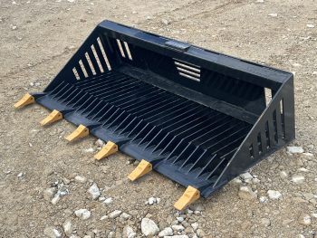 66" Rock Skeleton Bucket With Teeth Attachment Heavy Duty Fits Skid Steer Loader