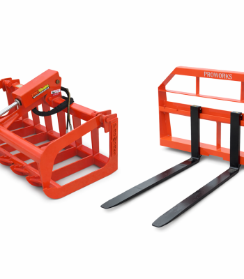 48" Root Grapple and 42" Pallet Forks Fits Skid Steer Quick Attach - Orange