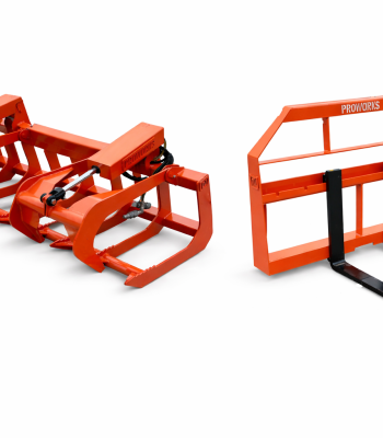 72" Root Grapple Grease and 42" Long Pallet Forks Attachment Combo Quick Attach - Orange