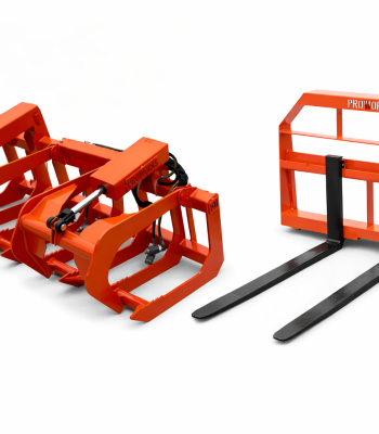 60" Root Grapple Grease and 42" Long Pallet Forks Attachment Combo Quick Attach - Orange