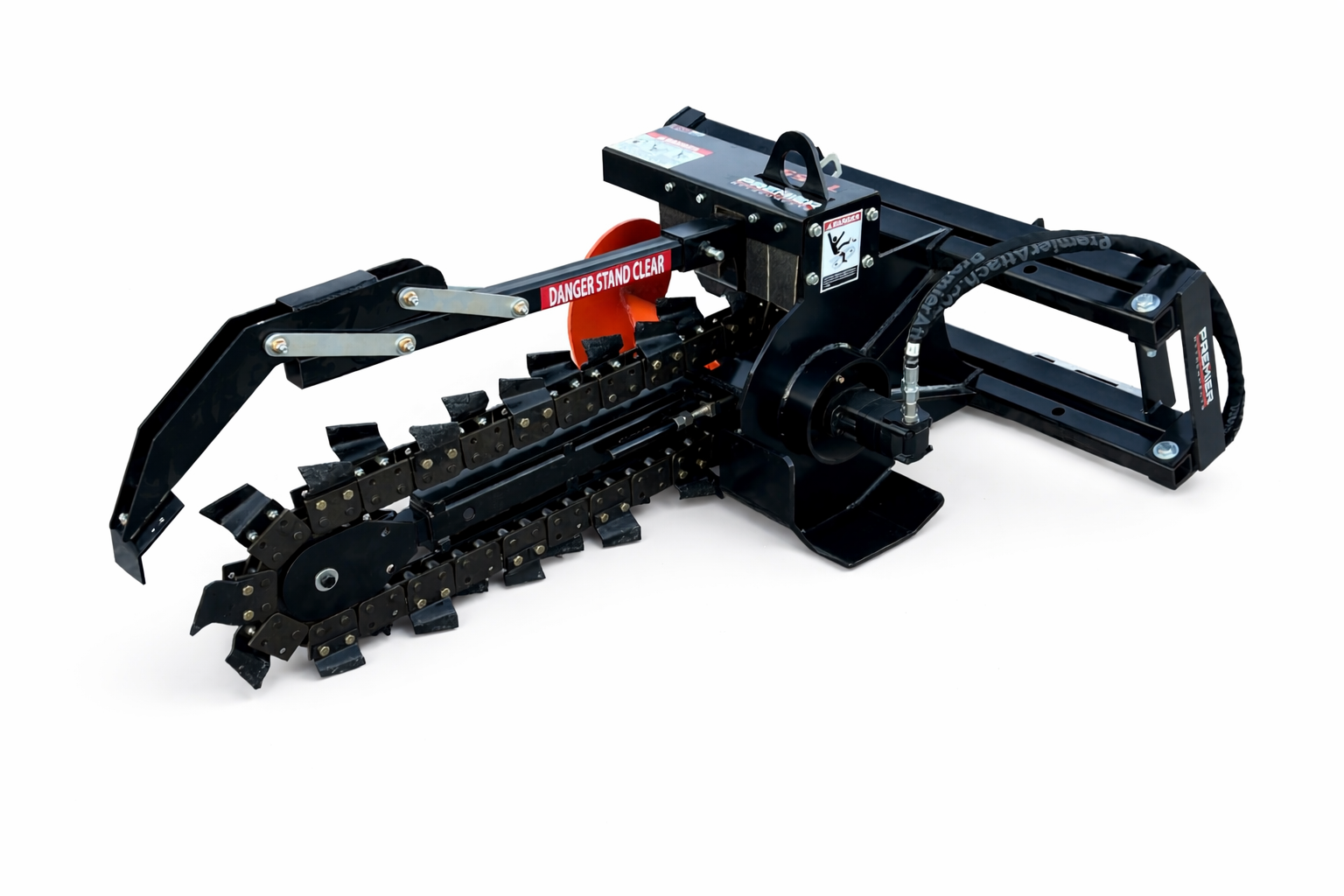 Premier 36" x 6" Trencher Attachment Double Standard Cup Teeth Fits Skid Steer Quick Attach