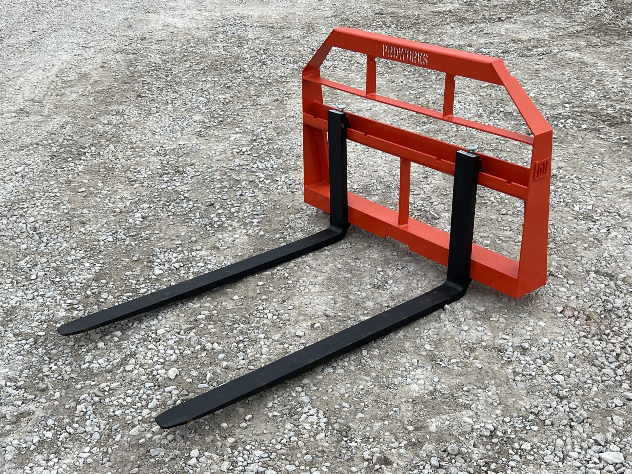 Standard Duty Pallet Fork Frame with 48" 2,200 Pound Pallet Forks Fits Skid Steer Quick Attach - Orange