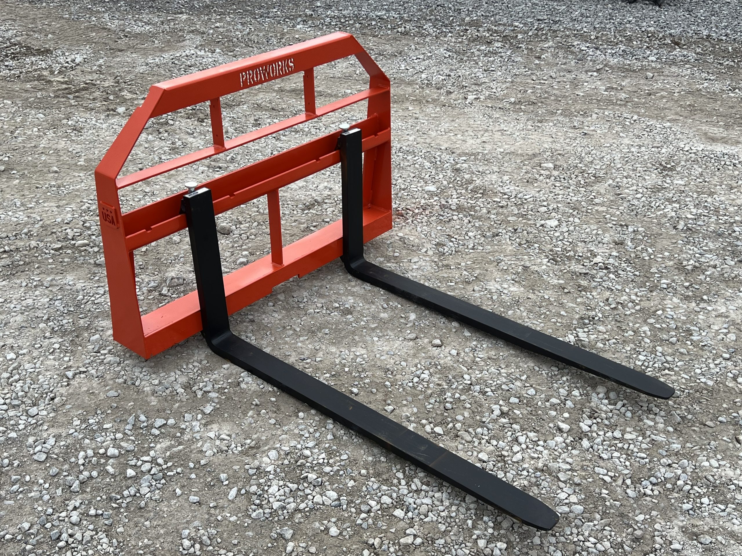 Standard Duty Pallet Fork Frame with 48" 2,200 Pound Pallet Forks Fits Skid Steer Quick Attach - Orange - Image 3