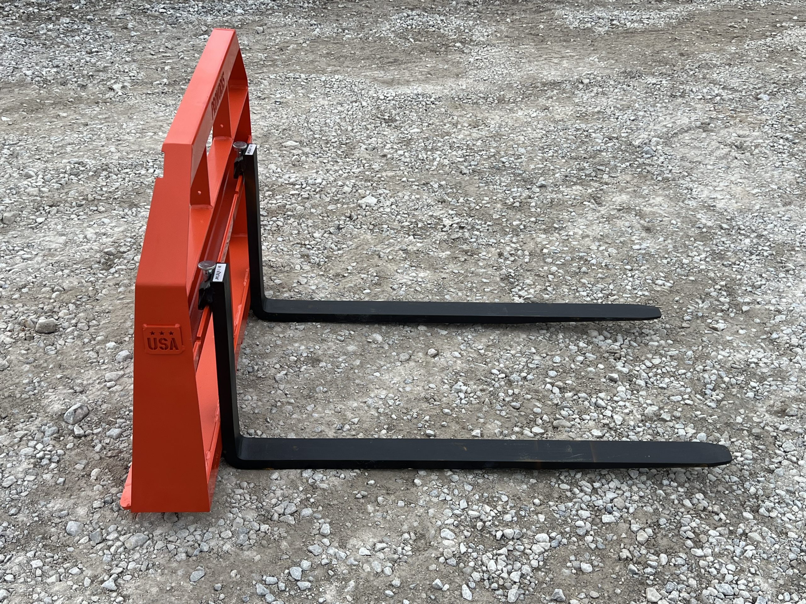 Standard Duty Pallet Fork Frame with 48" 2,200 Pound Pallet Forks Fits Skid Steer Quick Attach - Orange - Image 4