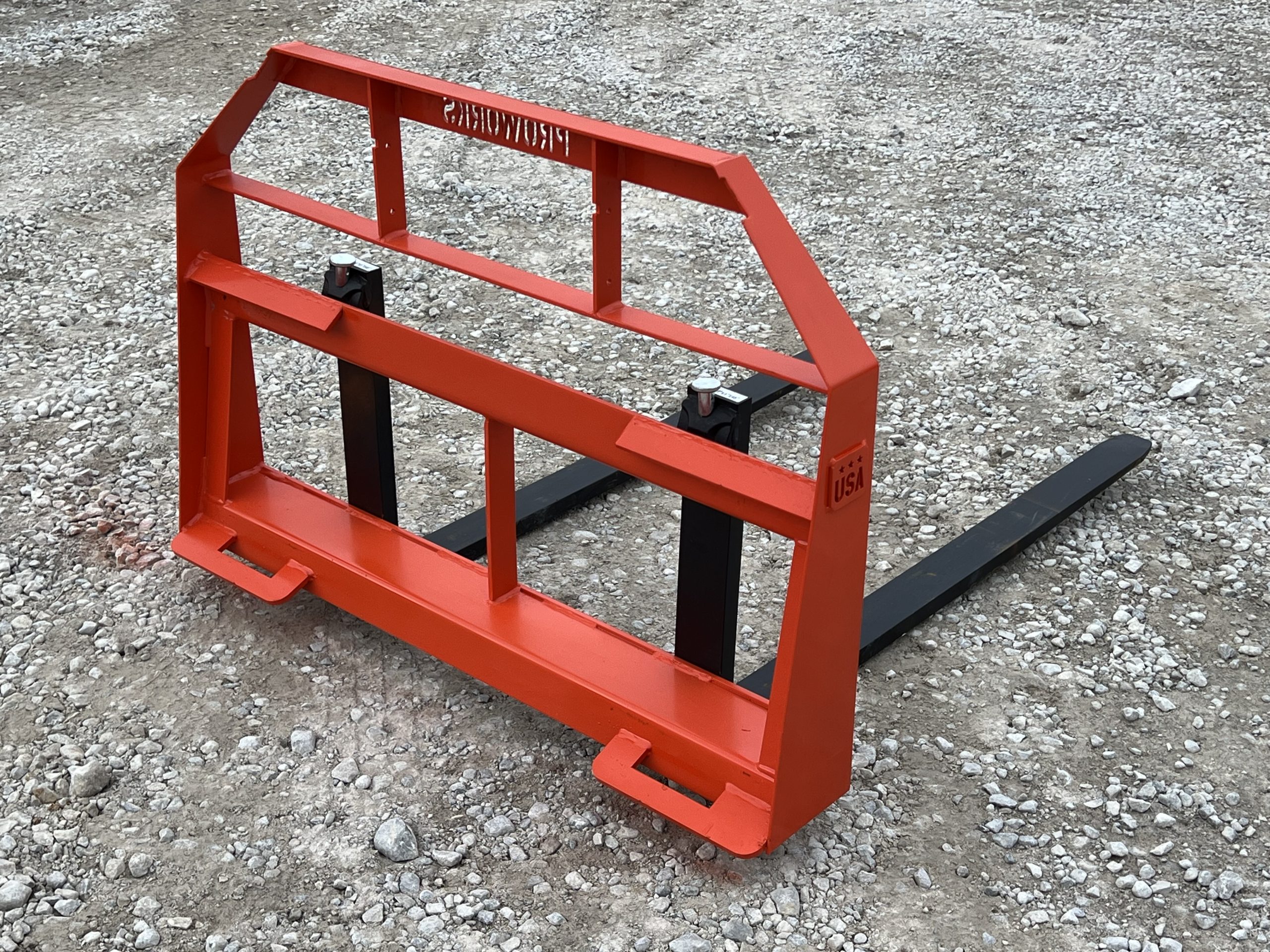 Standard Duty Pallet Fork Frame with 48" 2,200 Pound Pallet Forks Fits Skid Steer Quick Attach - Orange - Image 5