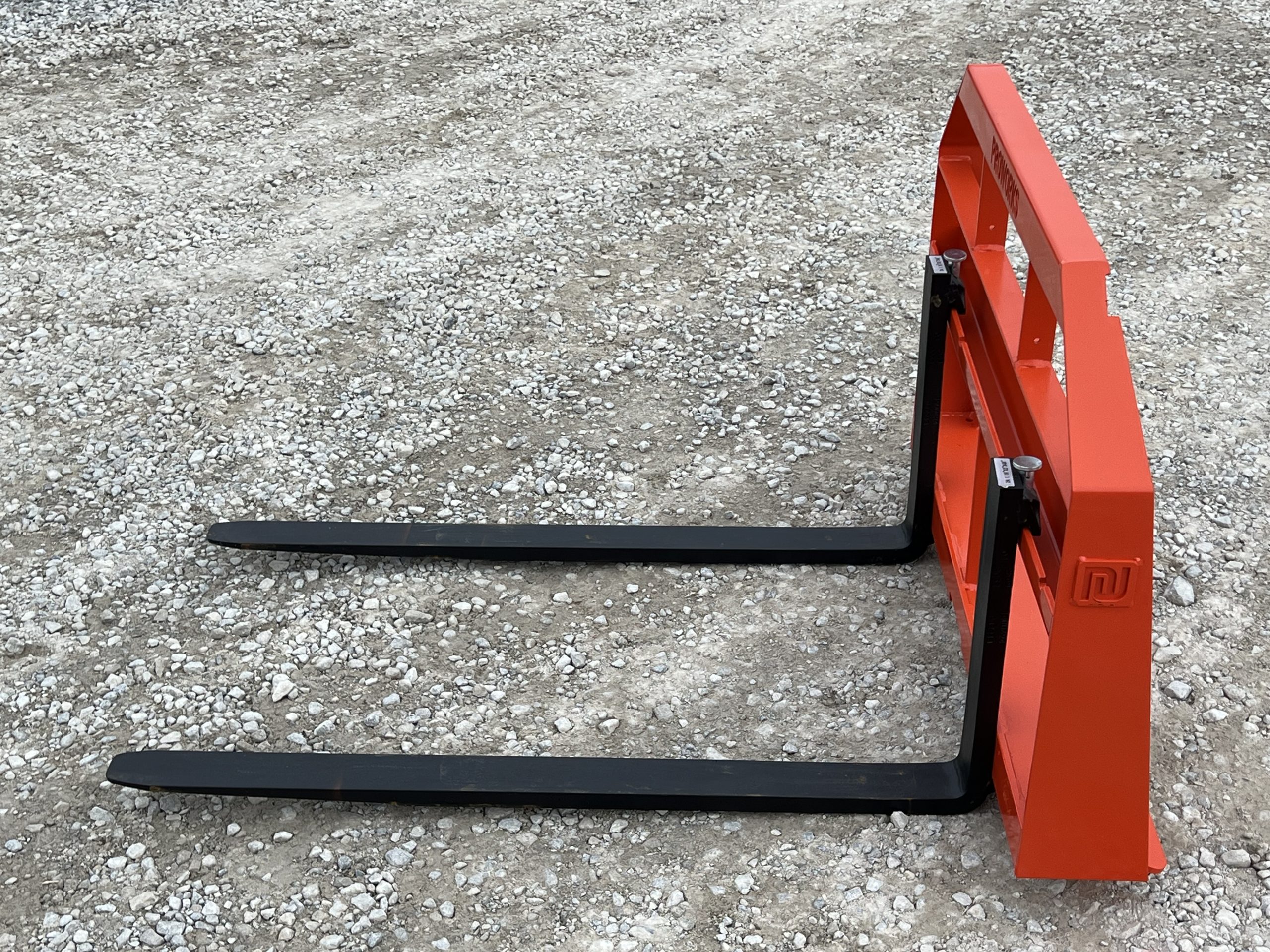 Standard Duty Pallet Fork Frame with 48" 2,200 Pound Pallet Forks Fits Skid Steer Quick Attach - Orange - Image 8