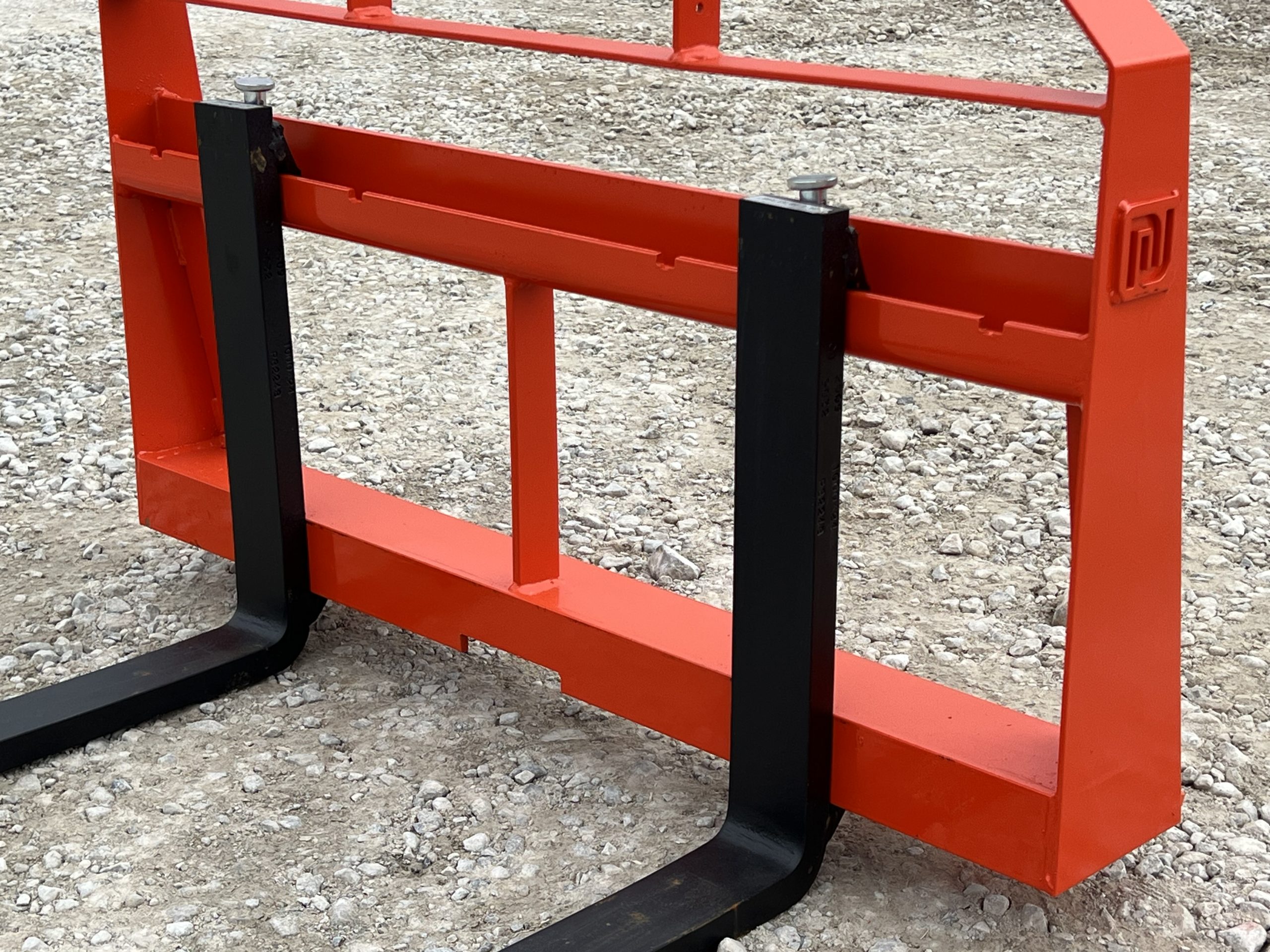 Standard Duty Pallet Fork Frame with 48" 2,200 Pound Pallet Forks Fits Skid Steer Quick Attach - Orange - Image 9