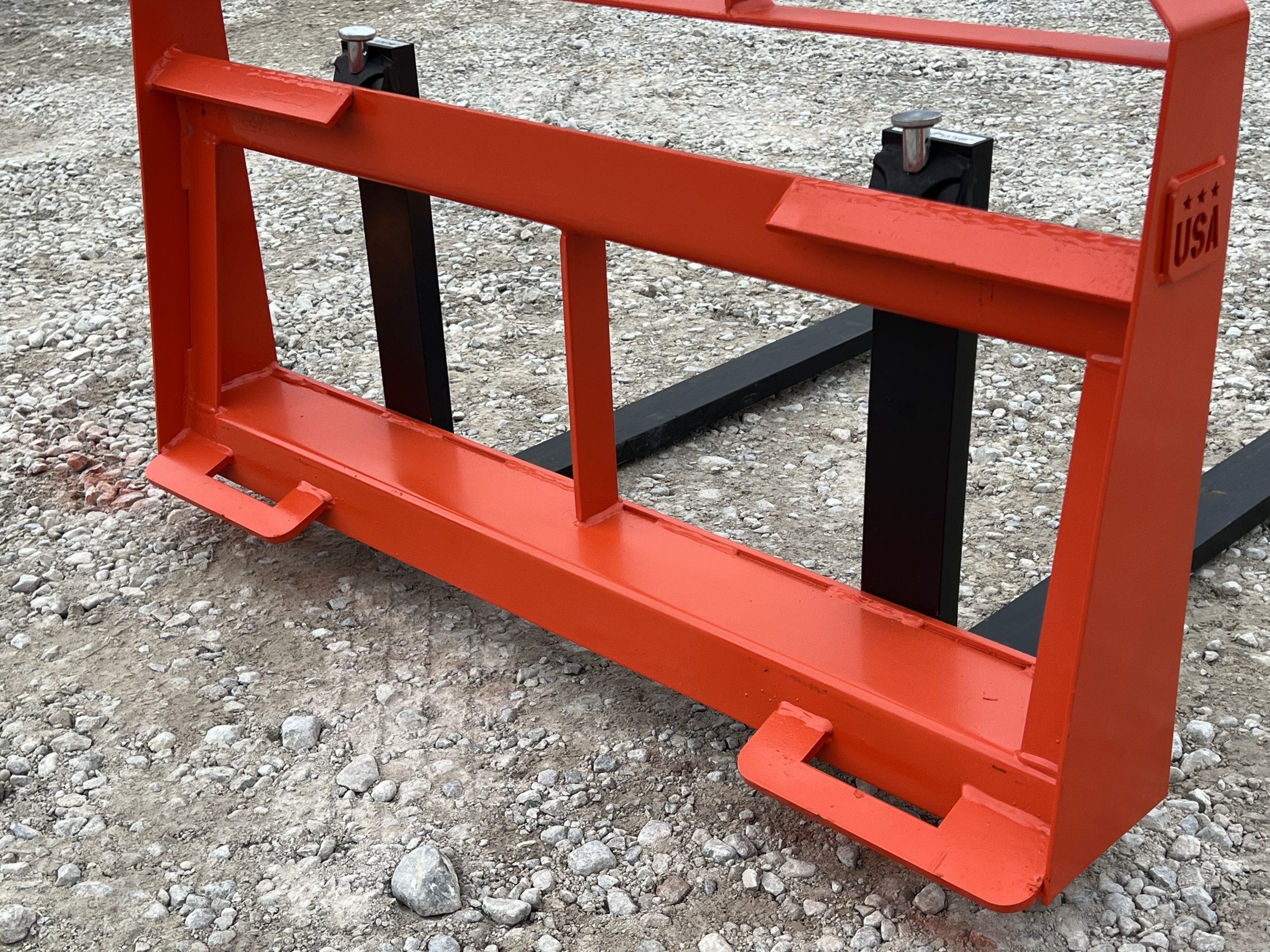 Standard Duty Pallet Fork Frame with 48" 2,200 Pound Pallet Forks Fits Skid Steer Quick Attach - Orange - Image 12