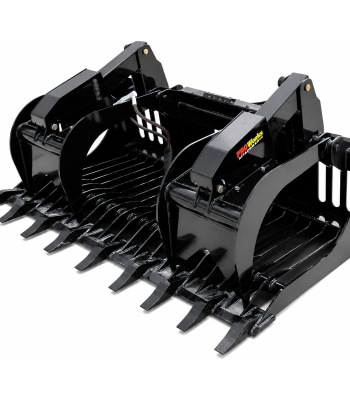 72" Severe Duty Rock Bucket Grapple with Teeth Fits Skid Steer Quick Attach