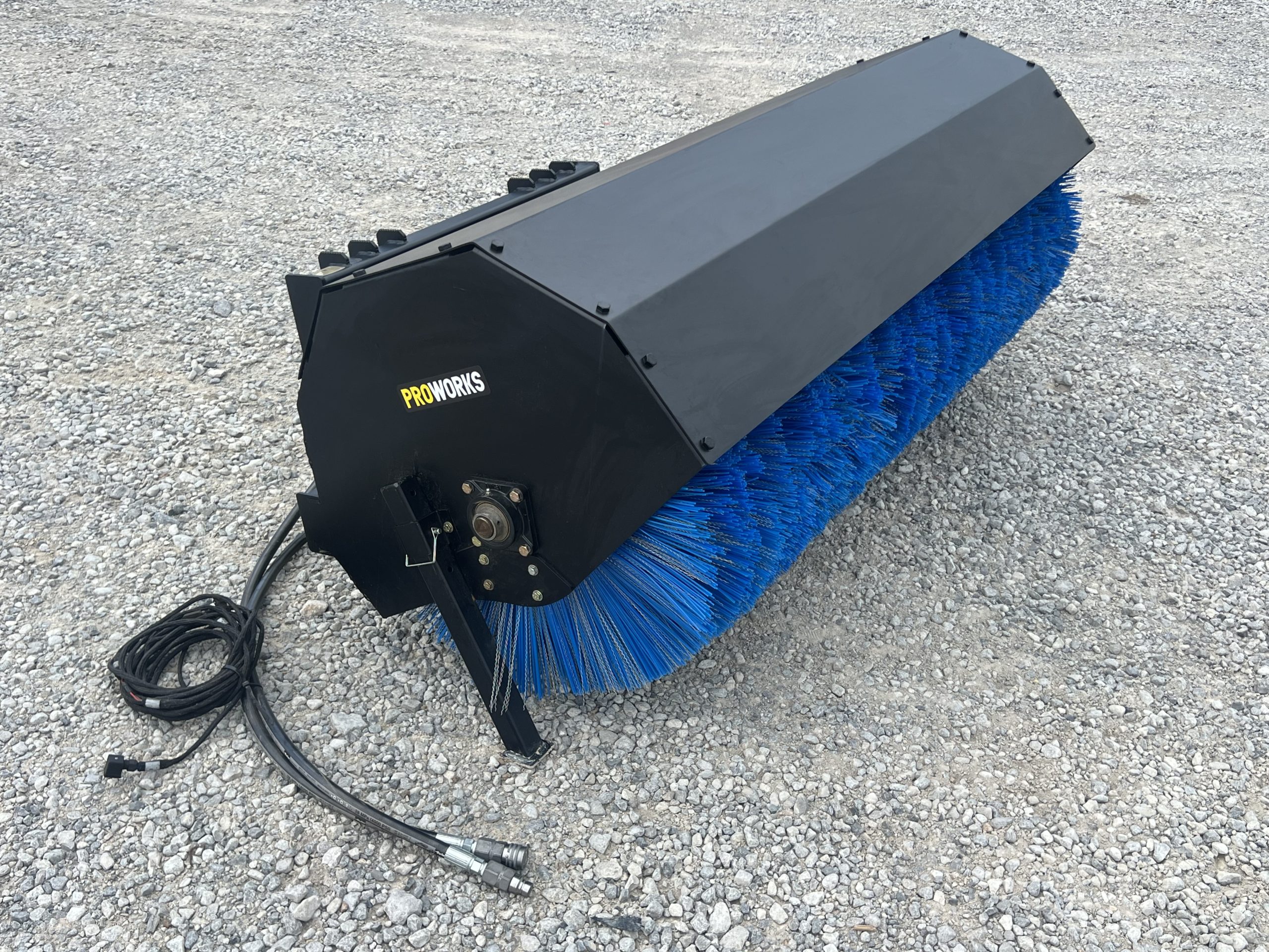 PROWORKS 84" Hydraulic Angle Broom Attachment Half Poly Wire Fits Skid Steer - Image 5