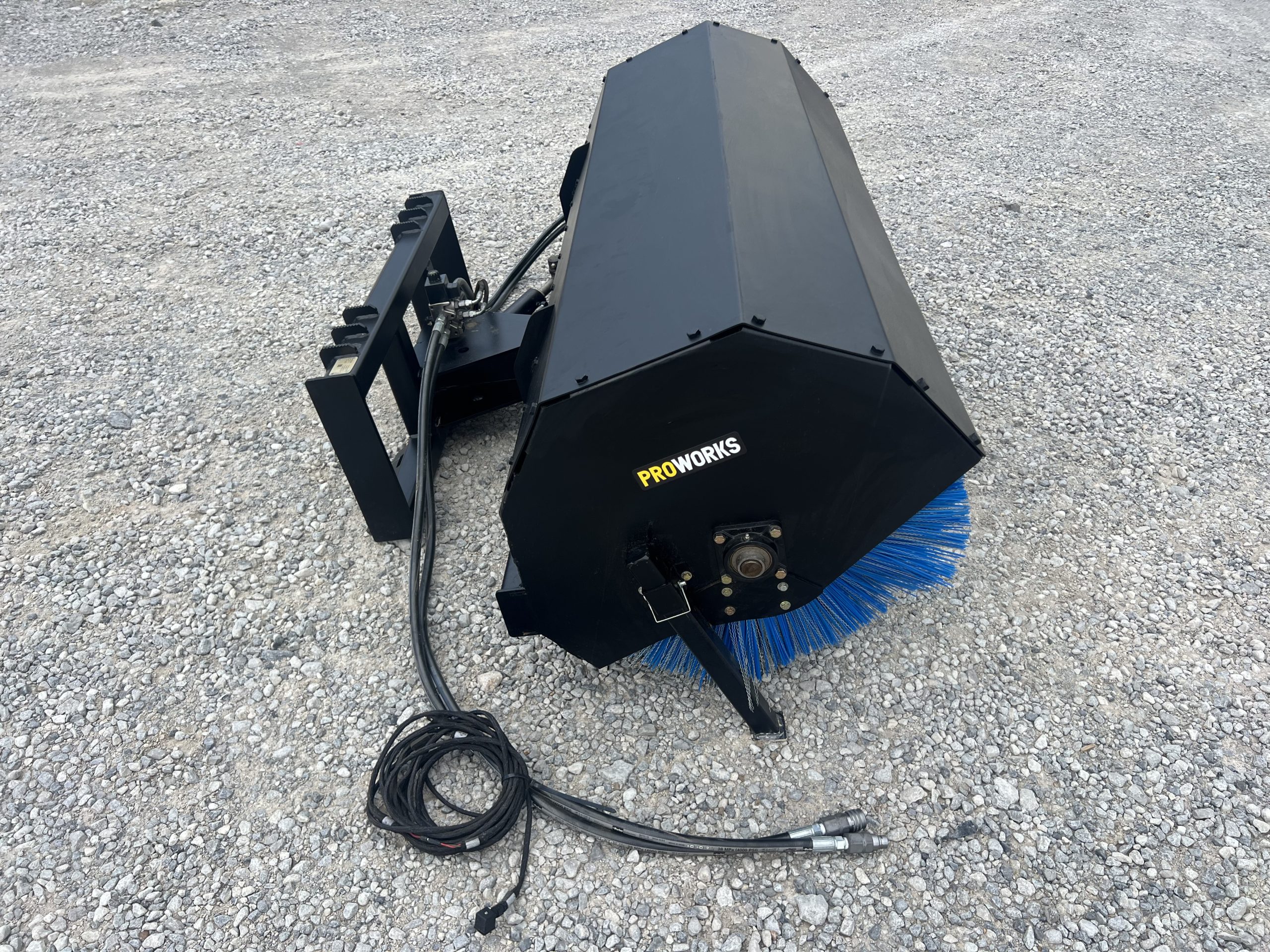 PROWORKS 84" Hydraulic Angle Broom Attachment Half Poly Wire Fits Skid Steer - Image 6