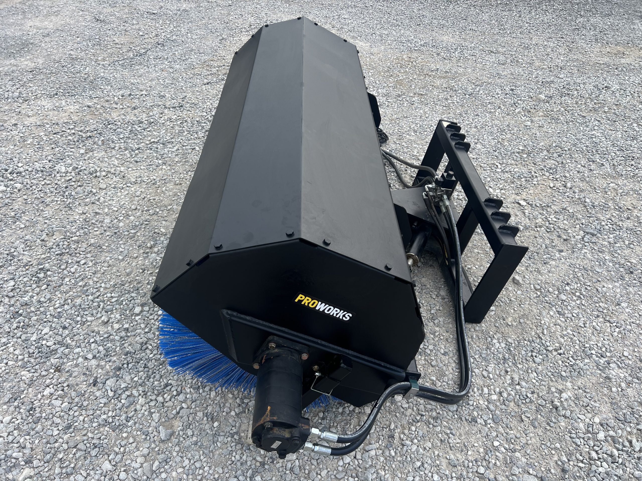 PROWORKS 84" Hydraulic Angle Broom Attachment Half Poly Wire Fits Skid Steer - Image 10