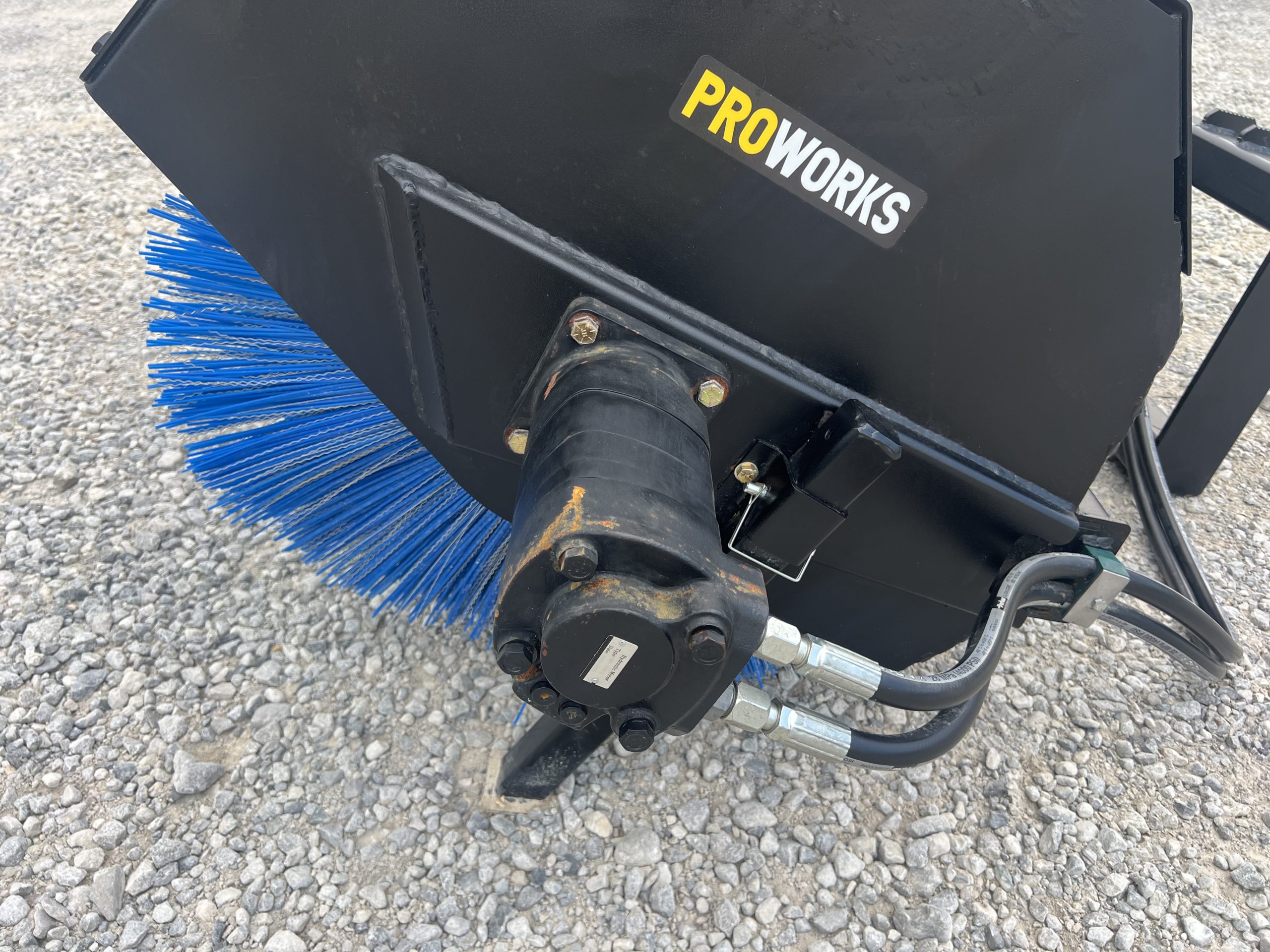 PROWORKS 84" Hydraulic Angle Broom Attachment Half Poly Wire Fits Skid Steer - Image 12