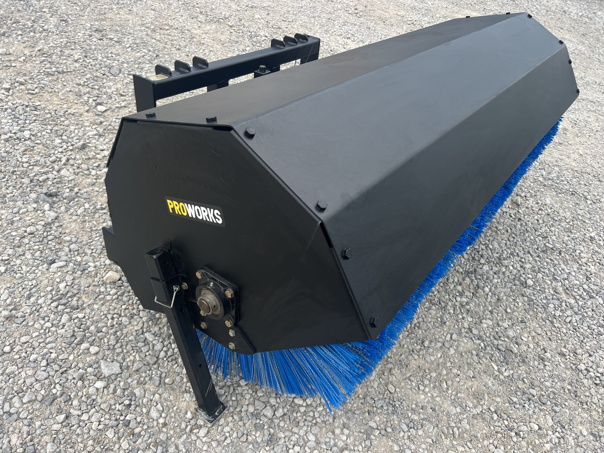PROWORKS 84" Hydraulic Angle Broom Attachment Half Poly Wire Fits Skid Steer - Image 4