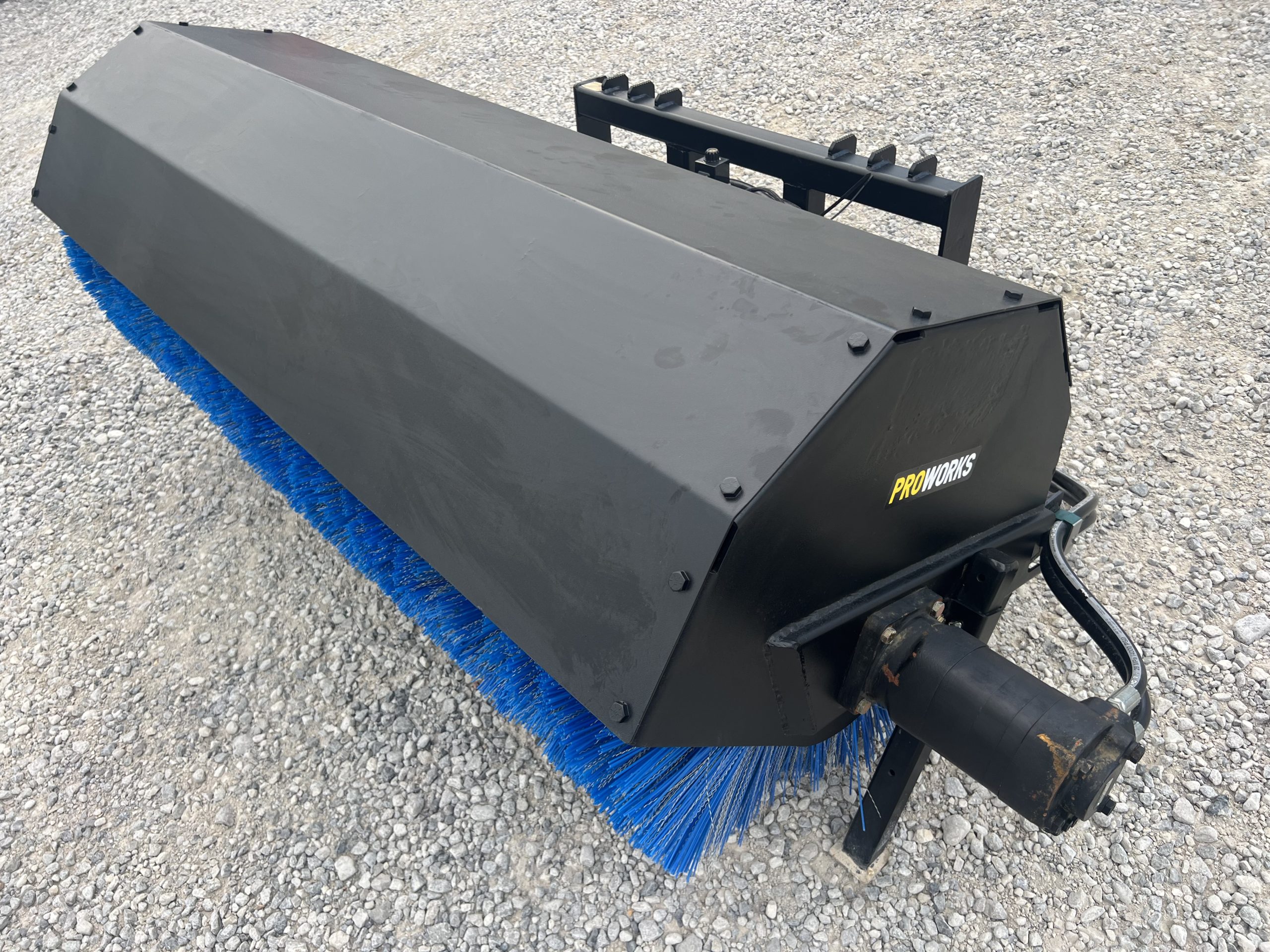 PROWORKS 84" Hydraulic Angle Broom Attachment Half Poly Wire Fits Skid Steer - Image 2