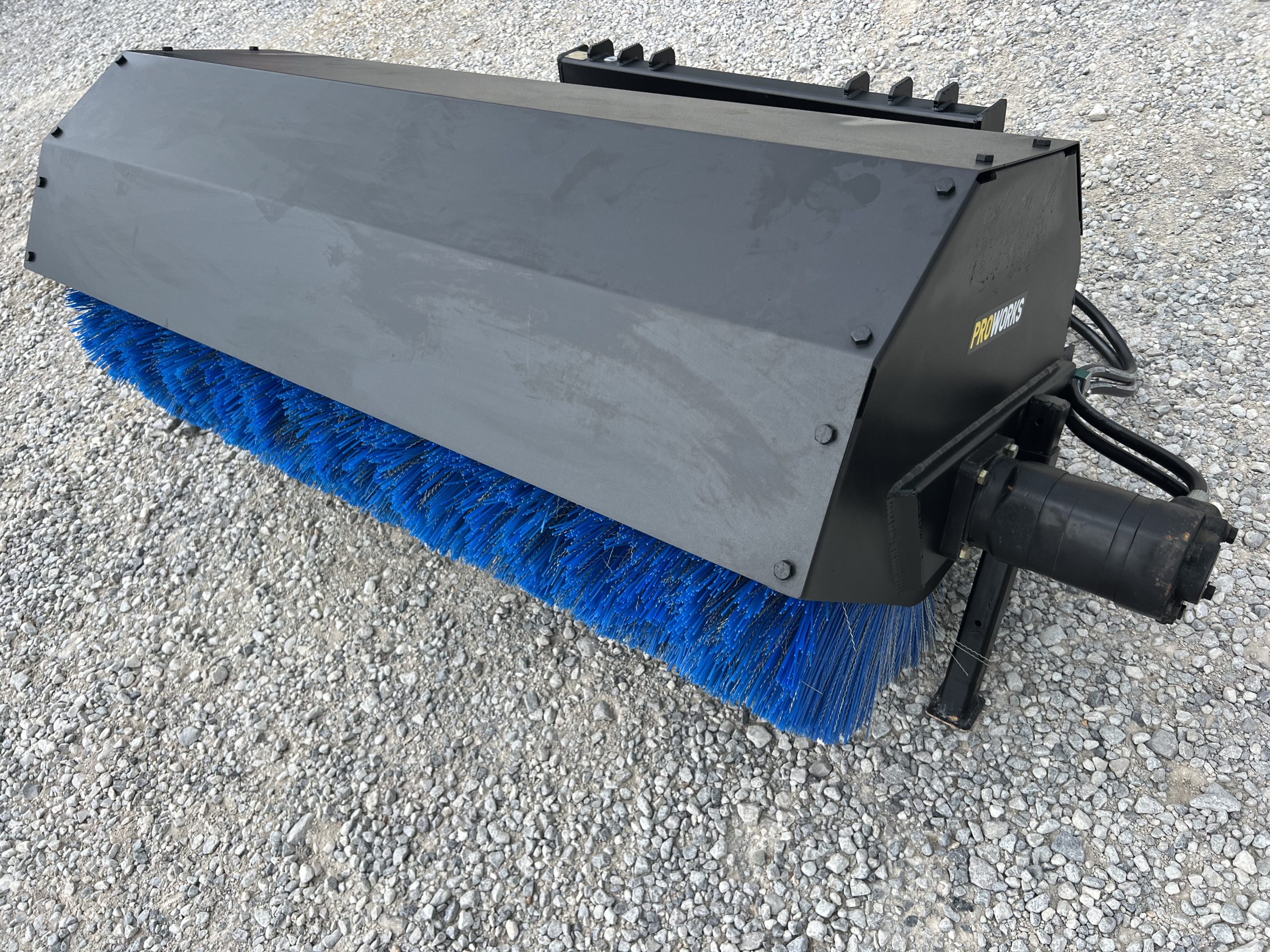 PROWORKS 72" Hydraulic Angle Broom Attachment Half Poly Wire Fits Skid Steer - Image 2