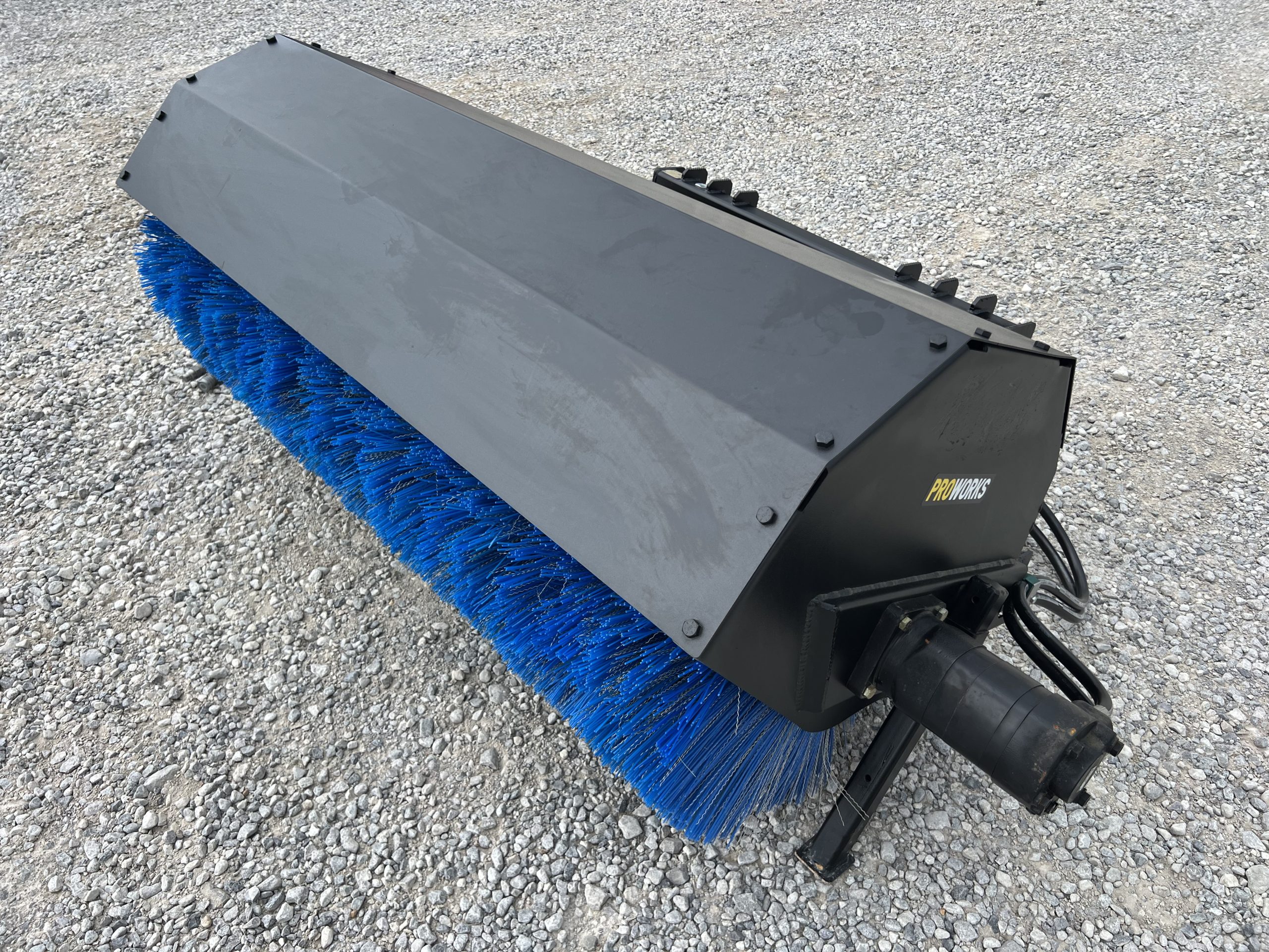 PROWORKS 72" Hydraulic Angle Broom Attachment Half Poly Wire Fits Skid Steer - Image 3