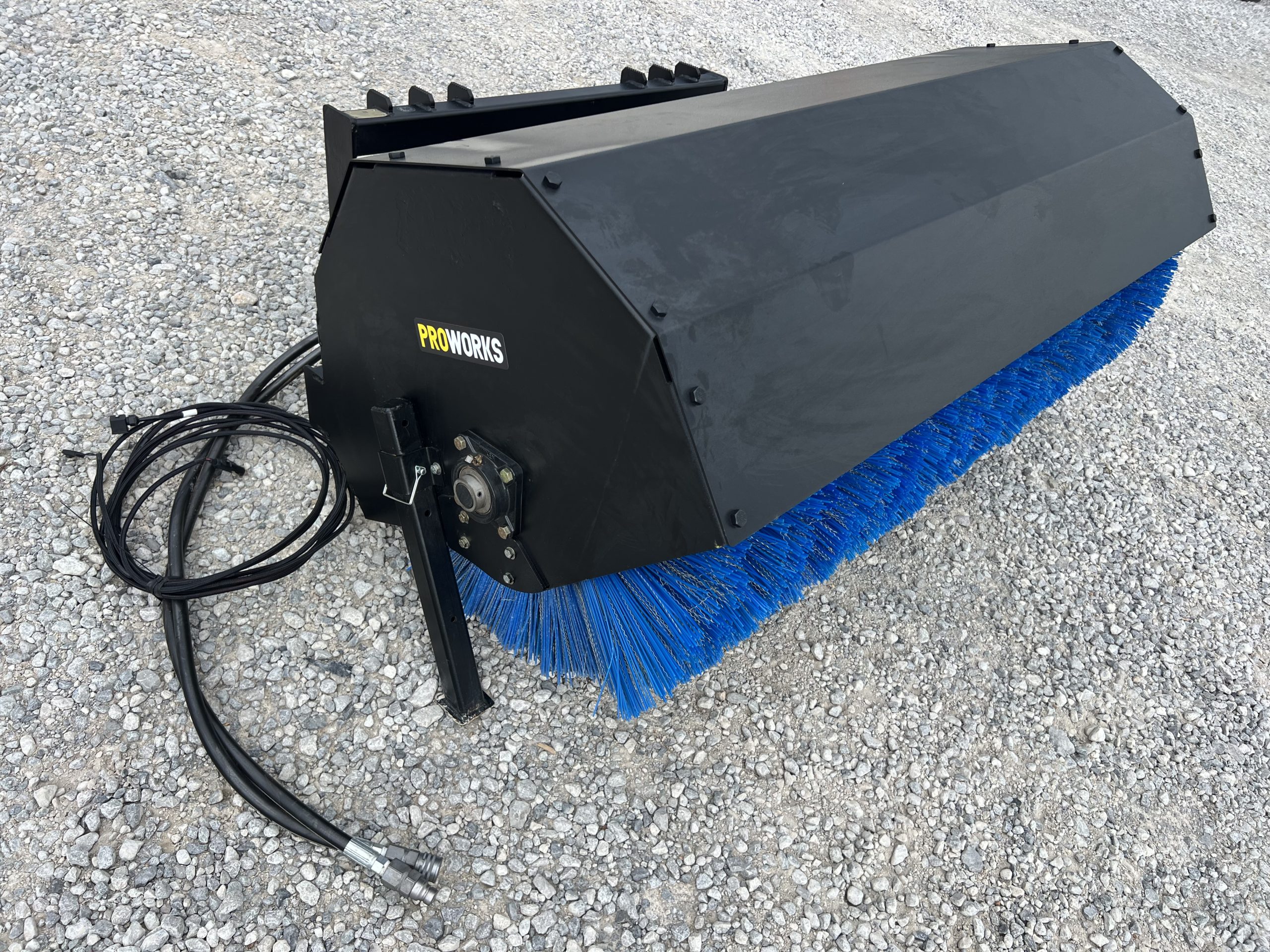 PROWORKS 72" Hydraulic Angle Broom Attachment Half Poly Wire Fits Skid Steer - Image 5