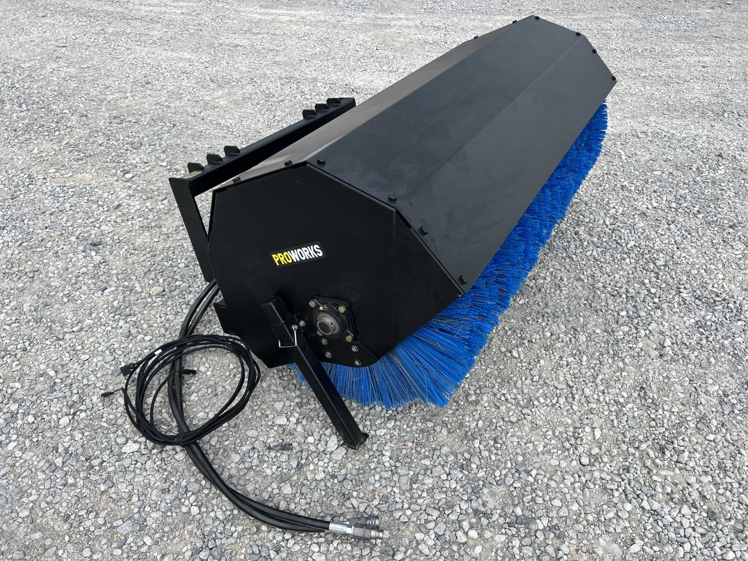 PROWORKS 72" Hydraulic Angle Broom Attachment Half Poly Wire Fits Skid Steer - Image 6