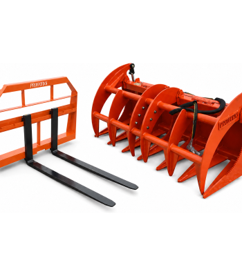 PROWORKS 60" Root Rake Grapple & 42" Pallet Forks Skid Steer Compact Tractor Combo Set