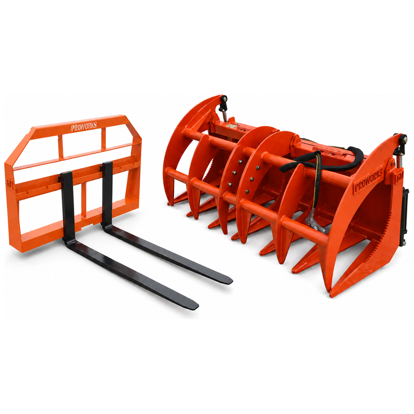PROWORKS 60" Root Rake Grapple & 42" Pallet Forks Skid Steer Compact Tractor Combo Set
