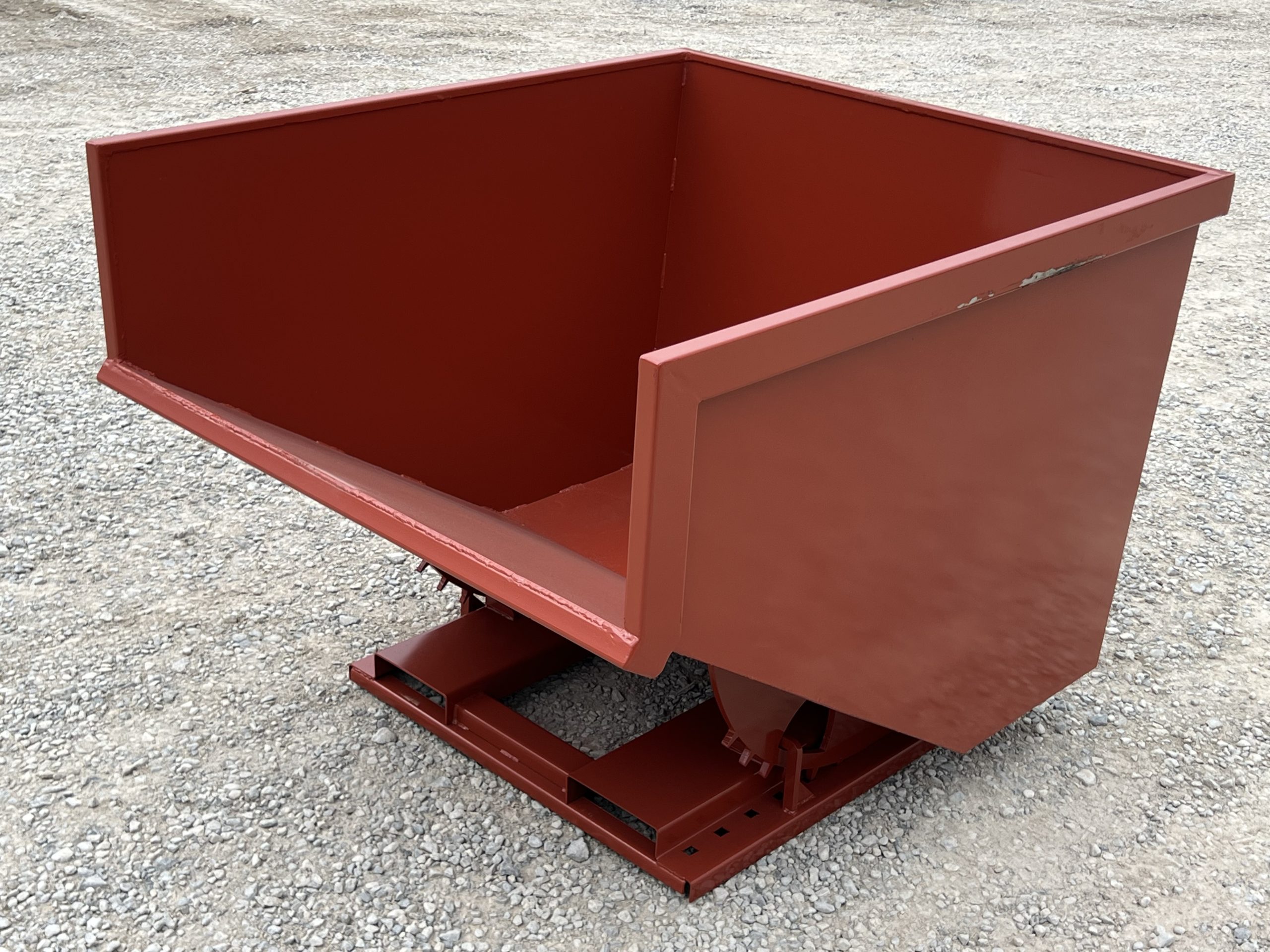 3 Yard Heavy Duty Steel Self Dumping Trash Hopper Dumpster Attachment Fits Forklift Pallet Forks - Image 2