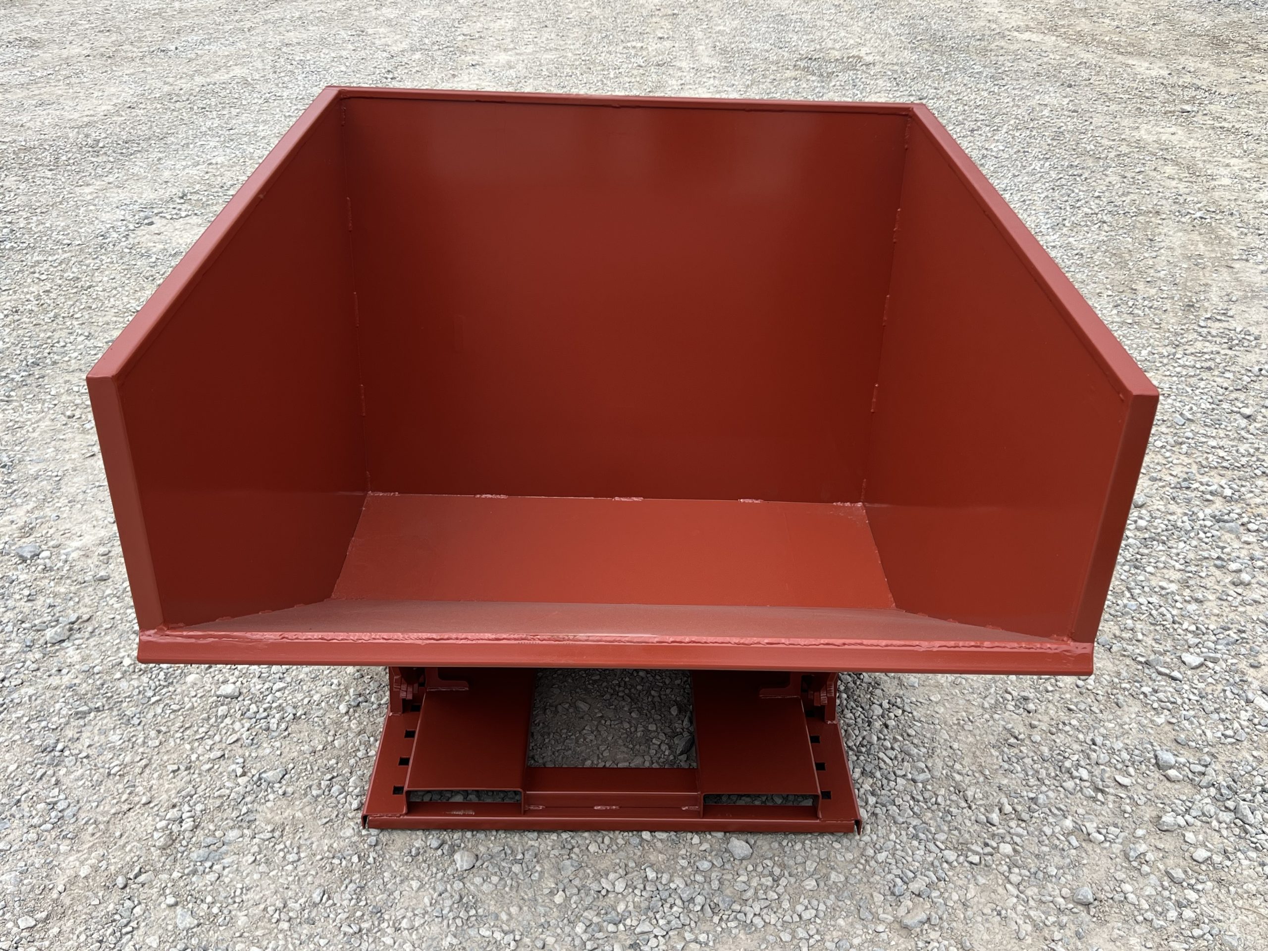 3 Yard Heavy Duty Steel Self Dumping Trash Hopper Dumpster Attachment Fits Forklift Pallet Forks - Image 3
